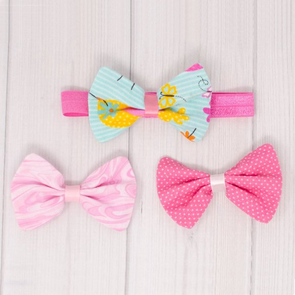 Pink Spring Hair Bow & Headband Set - Picture 1 of 3